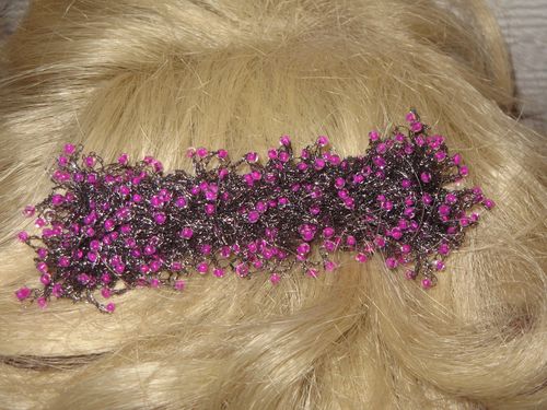 pärlitest roosa-hall juukseklamber